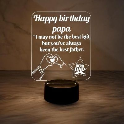 Happy Birthday Papa Night Lamp Warm White Light with USB Powered | Gift for Father